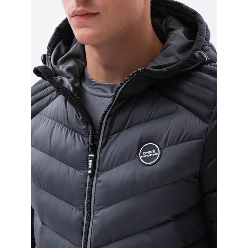Pánská bunda prošívaná CASEY šedá/černá
