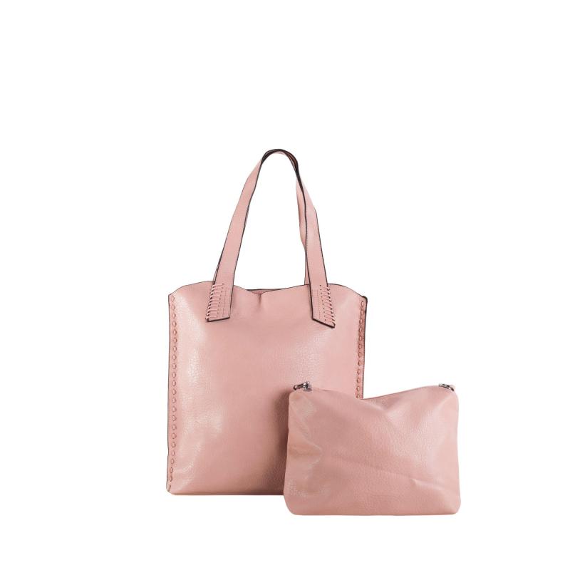 Női válltáska kis táskával belül JAXTON világos rózsaszínű