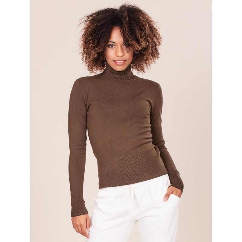 Dámský svetr s výstřihem PAIGE khaki