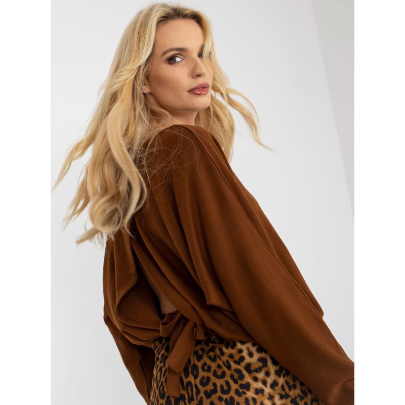 Dámská halenka se zavazováním na zádech OCH BELLA hnědá 