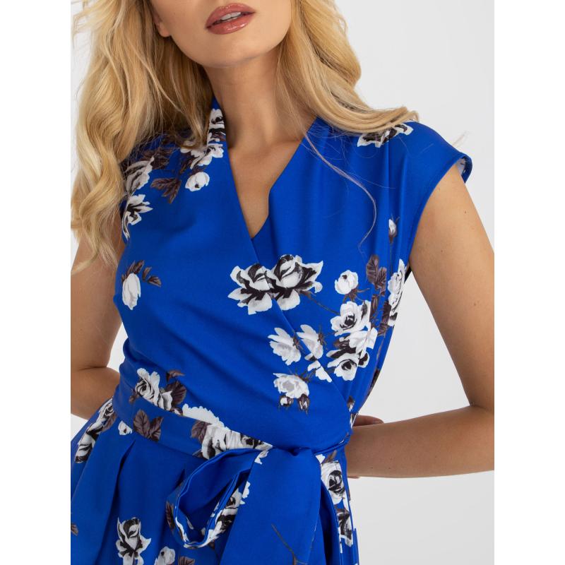 Női virágos bővített koktélruha RAE kék