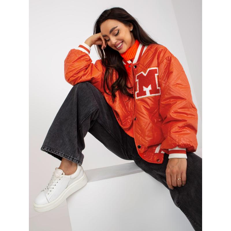 Dámska bunda bomber s nášivkou prešívaná LINDSEY oranžová