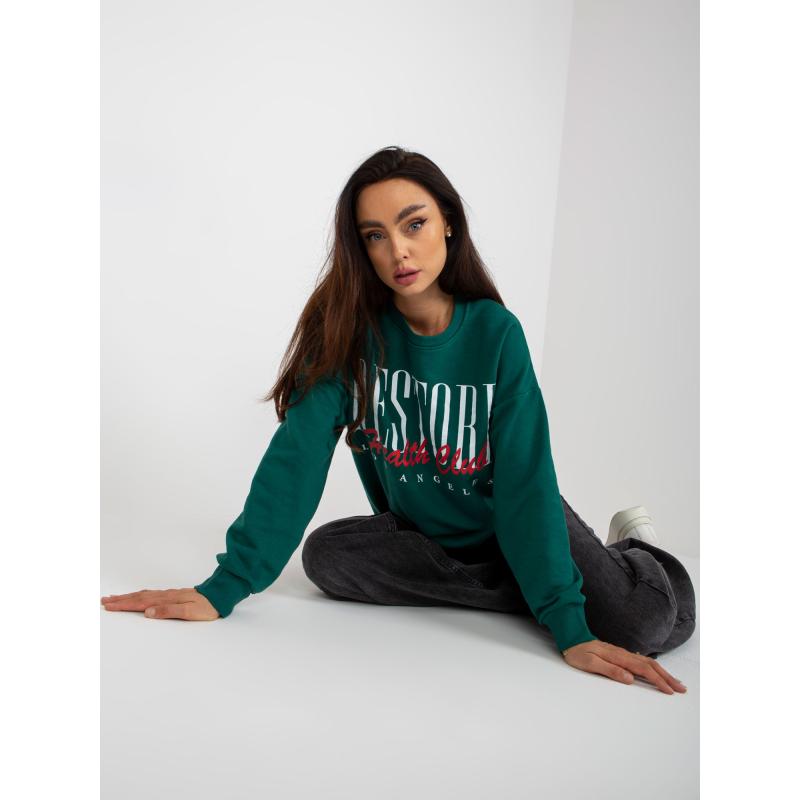 Dámská mikina s potiskem bez kapuce AMY tmavě zelená 