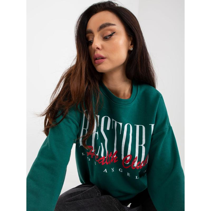 Dámská mikina s potiskem bez kapuce AMY tmavě zelená 