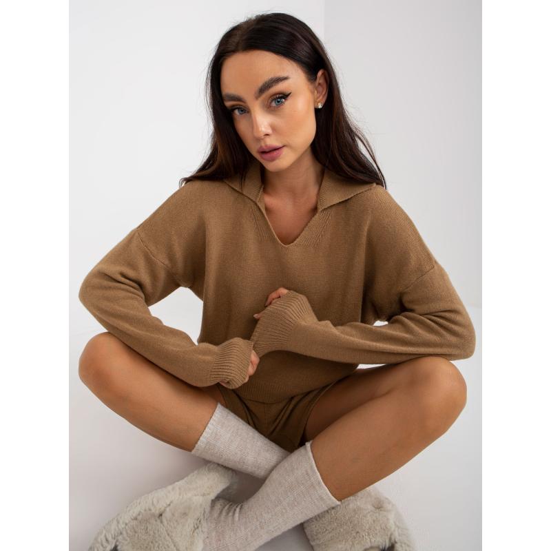 Női kétrészes kötött szett MACI barna