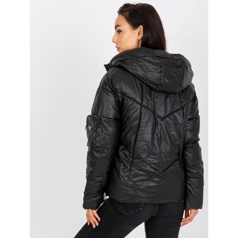 Női kapucnis pehelykabát téli COURTNEY fekete