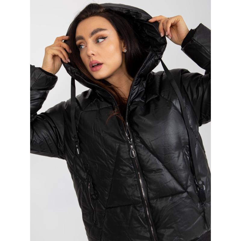 Női kapucnis pehelykabát téli COURTNEY fekete