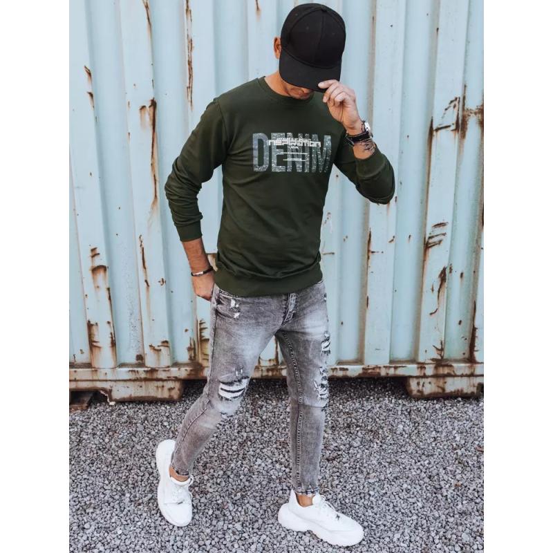 Pánska mikina s potlačou DENIM khaki