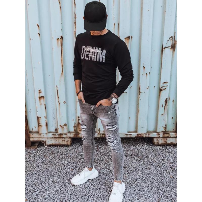 Pánská mikina s potiskem DENIM černá