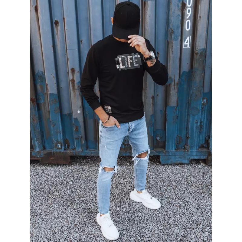 Pánska mikina s potlačou LIFE čierna
