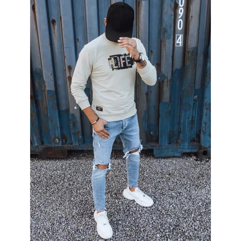 Pánská mikina s potiskem LIFE béžová