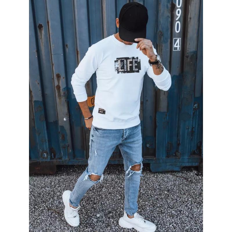Pánská mikina s potiskem LIFE bílá