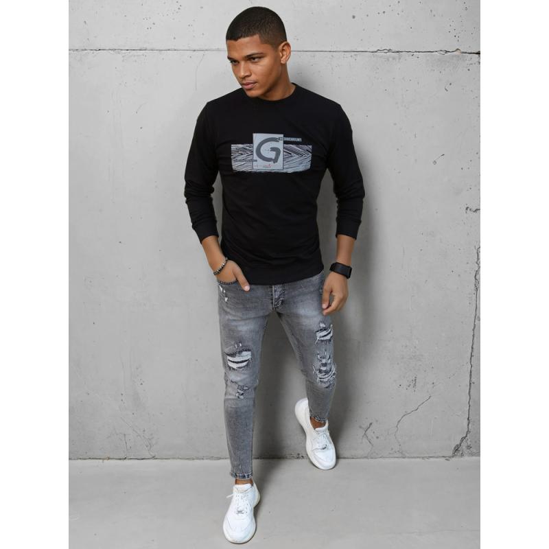 Férfi pulóver nyomtatott GEA fekete