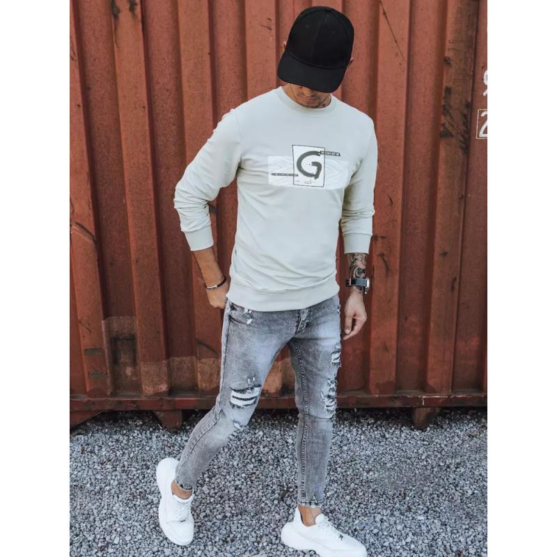 Férfi pulóver GEA bézs színű nyomtatott pulóver