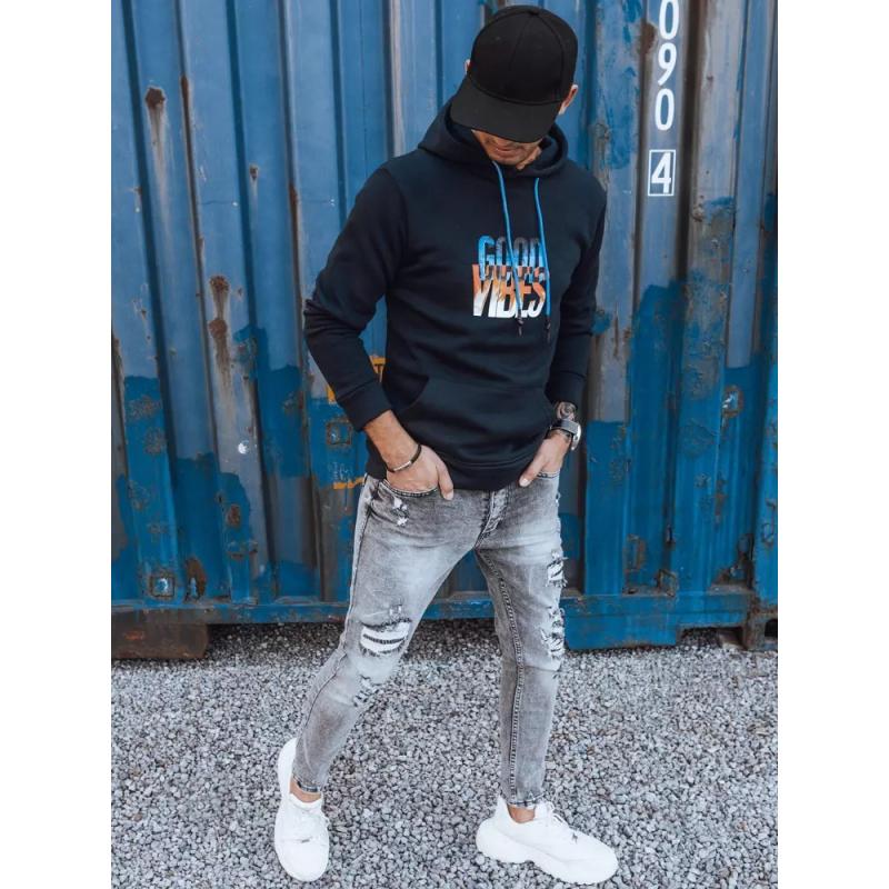 Férfi kapucnis pulóver VIBES kék