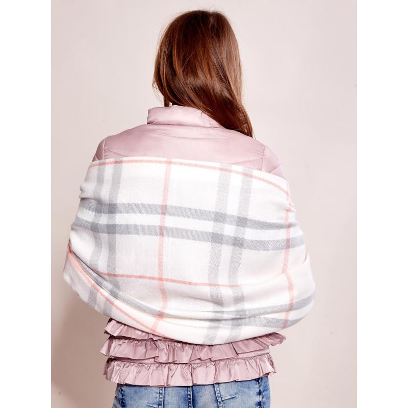 Női kockás sál NORA világos rózsaszín