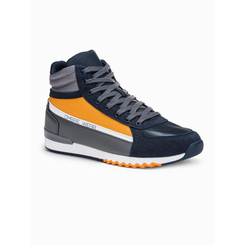 Férfi szabadidőcipő – sötétkék/sárga T358