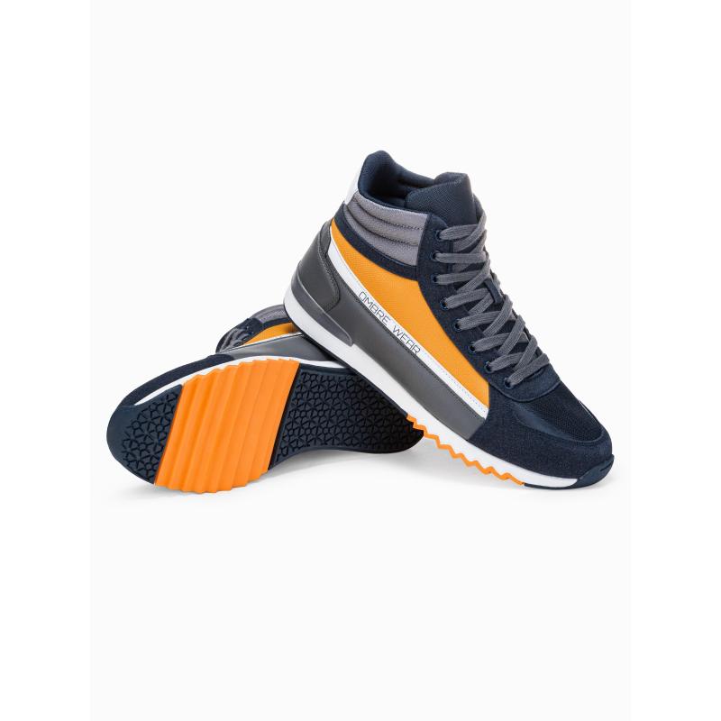 Férfi szabadidőcipő – sötétkék/sárga T358