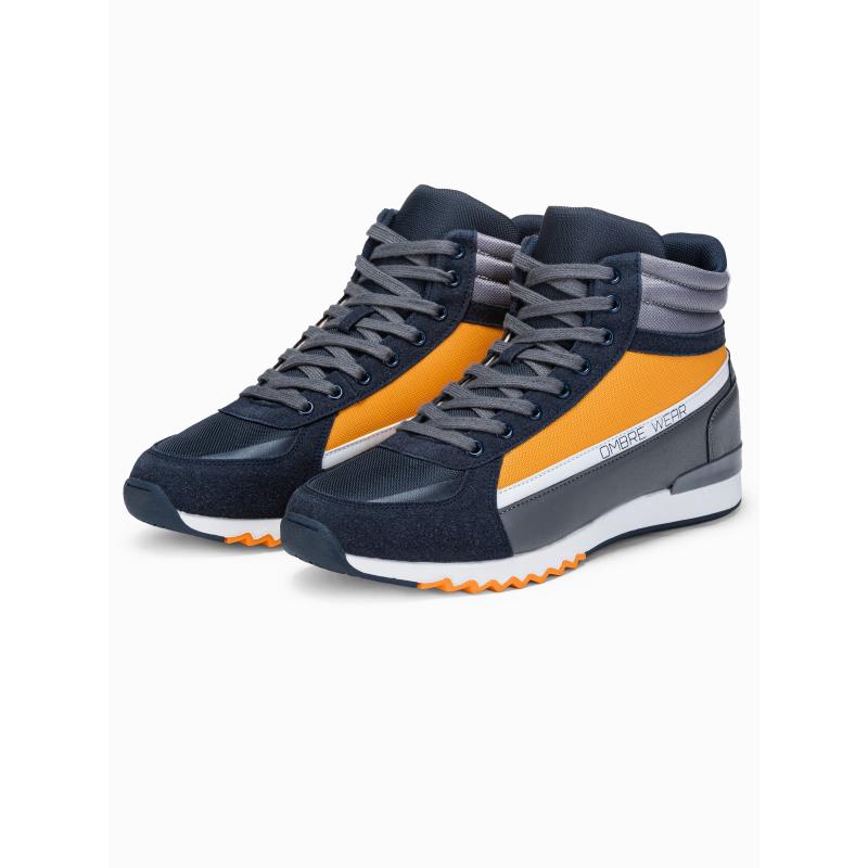Férfi szabadidőcipő – sötétkék/sárga T358