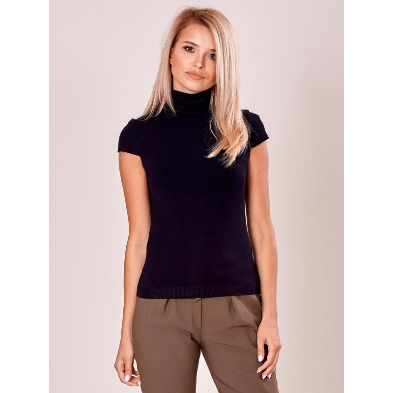 Dámský svetr s rolákem a krátkými rukávy KIRSTEN černý 