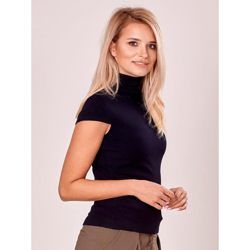 Dámský svetr s rolákem a krátkými rukávy KIRSTEN černý 