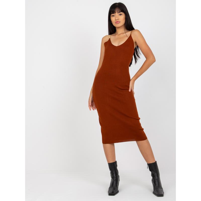 Dámský set s šaty dvoudílný ležérní DELILAH tmavě hnědý 