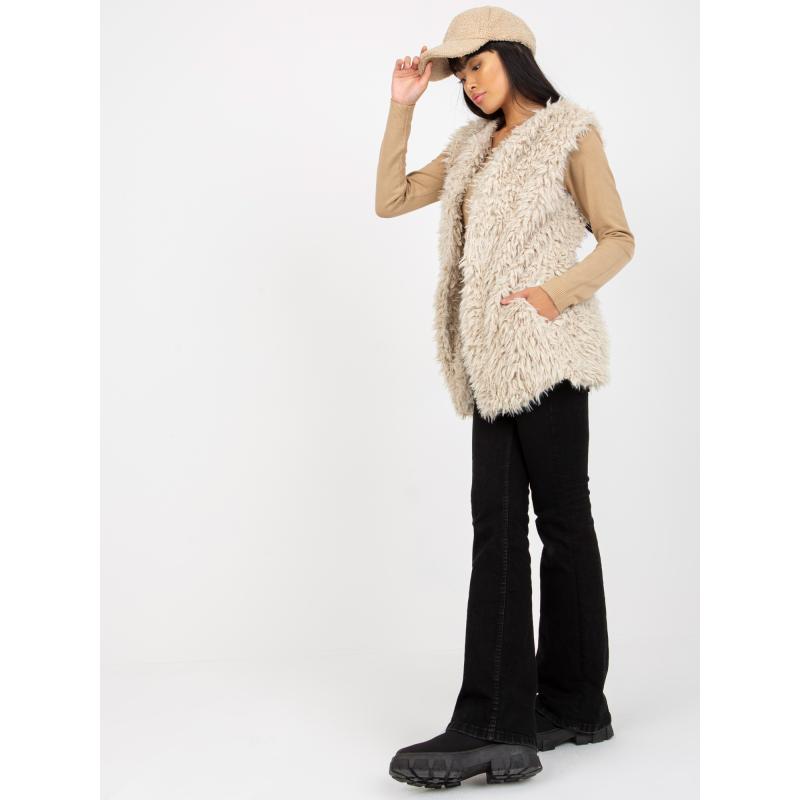 Női szőrmebélésű mellény HALLIE bézs színű