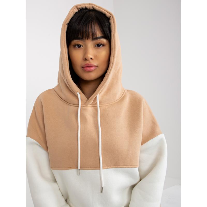 Dámská mikina s kapucí RUE PARIS béžová a ecru