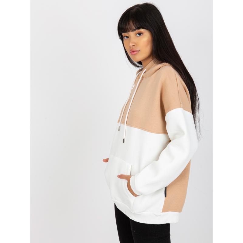 Dámská mikina s kapucí RUE PARIS béžová a ecru