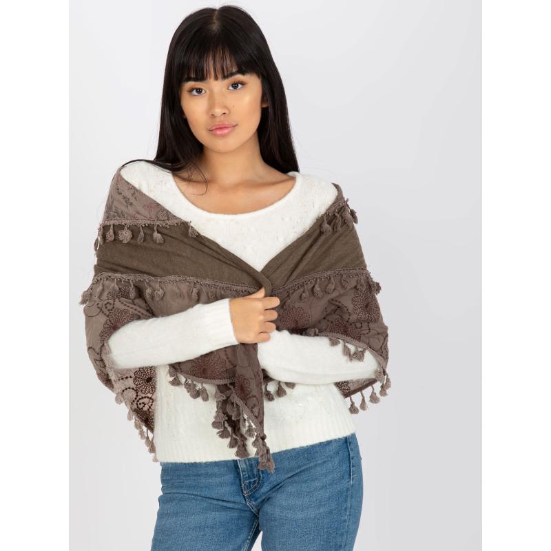 Dámský šátek s ozdobným lemováním EMELIA hnědobéžový 