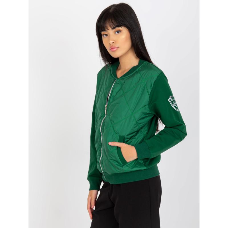 Dámská bunda bomber prošívaná  RUE PARIS tmavě zelená  