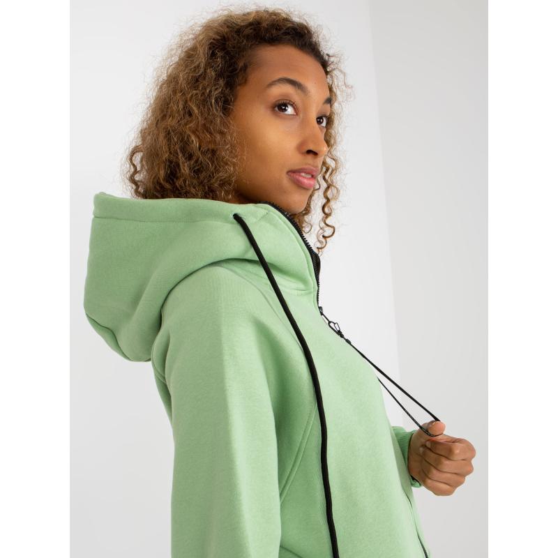 Női cipzáras pulóver zsebekkel RUE PARIS világoszöld