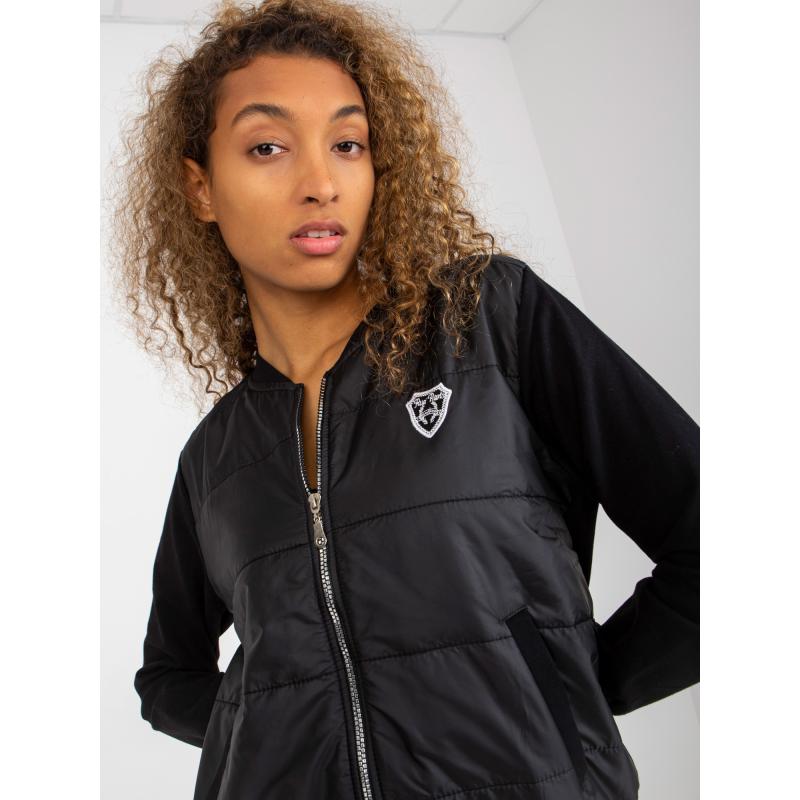 Női bomber pulóver RUE PARIS foltos fekete