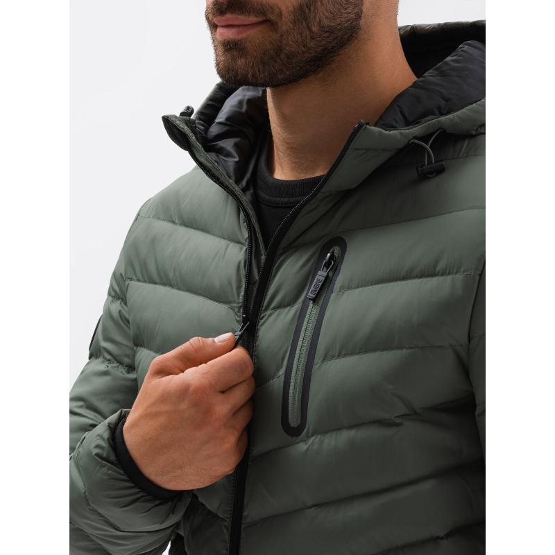 Pánska bunda zateplená CLAY khaki farba