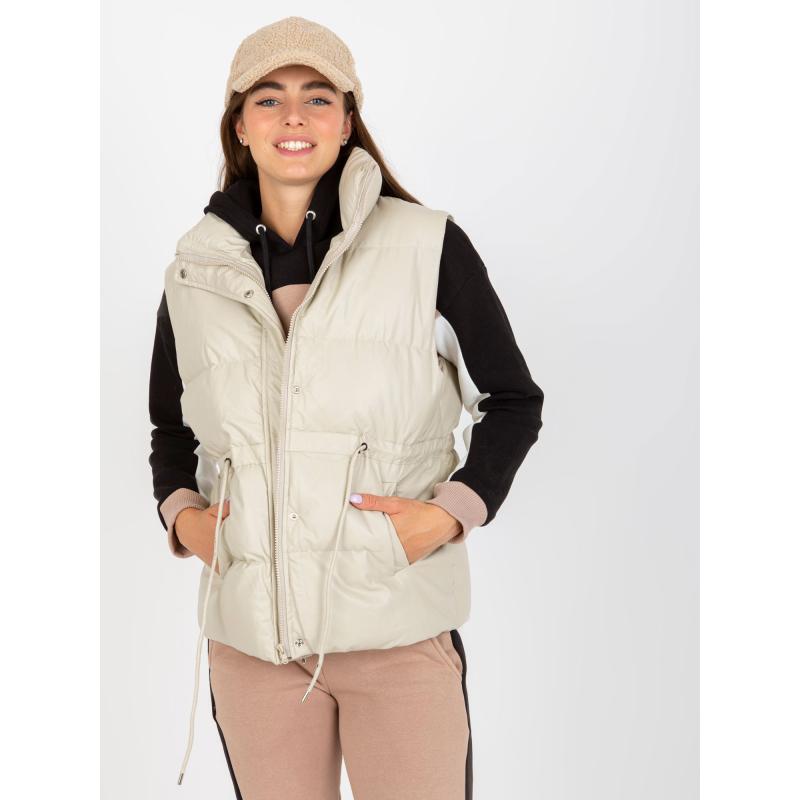 Dámska vesta z ekokože bez kapucne EMERY svetlo béžová