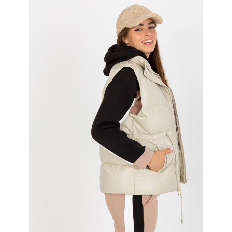 Dámska vesta z ekokože bez kapucne EMERY svetlo béžová