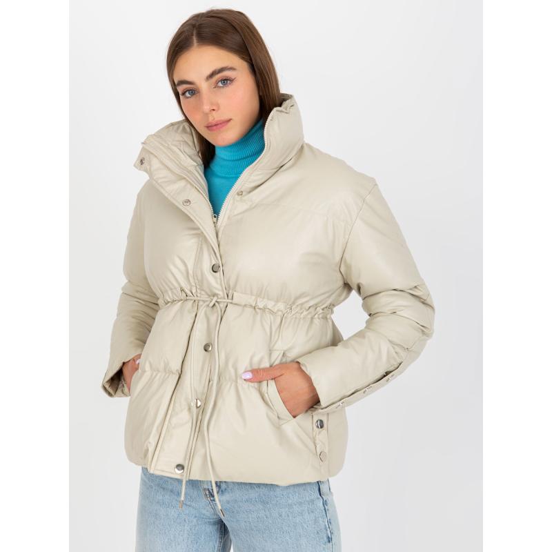Dámská bunda z ekokůže s prošíváním ARIELLE světle béžová 