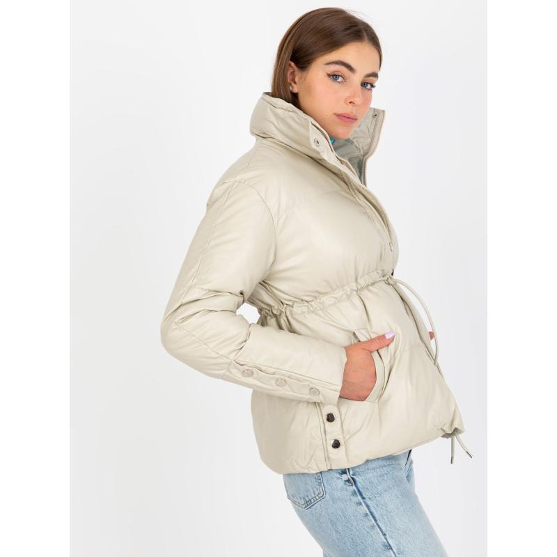 Dámská bunda z ekokůže s prošíváním ARIELLE světle béžová 
