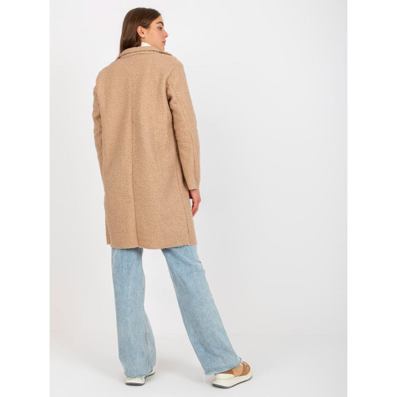 Dámský kabát s kapsami OCH BELLA béžový 