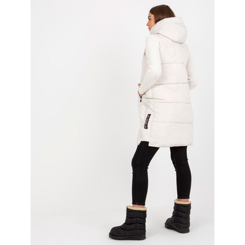 Női kapucnis hosszú pehelymellény KITA krém