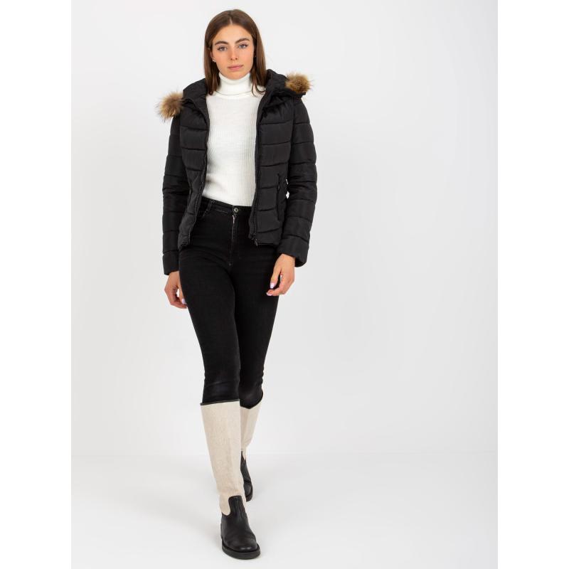 Dámská bunda s kožešinou na kapuci prošívaná CODIE černá  