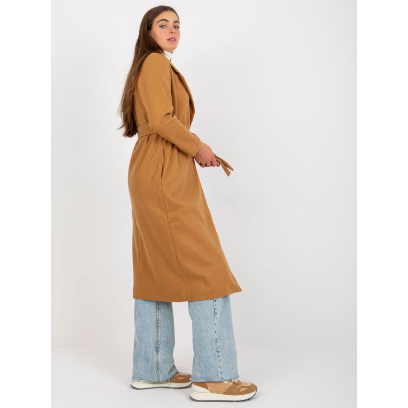 Dámský kabát se zavazováním OCH BELLA hnědý