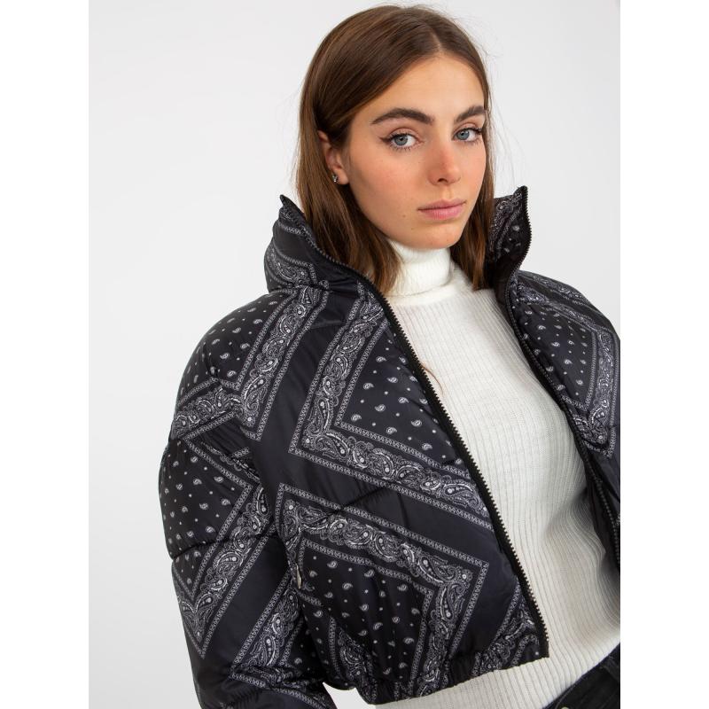 Dámská bunda bez kapuce krátká prošívaná péřová TRISHA černá