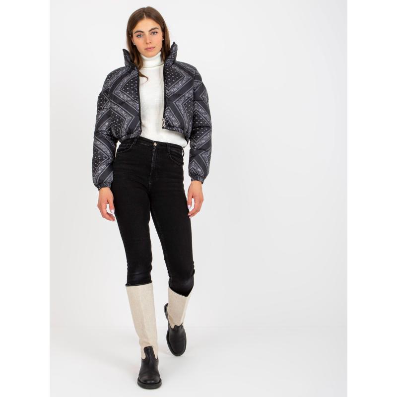 Dámská bunda bez kapuce krátká prošívaná péřová TRISHA černá