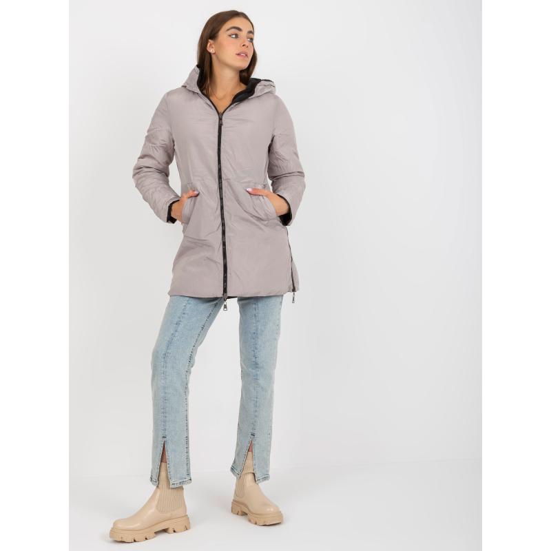 Dámská bunda s kapucí oboustranná zimní ROWAN černo-béžová  