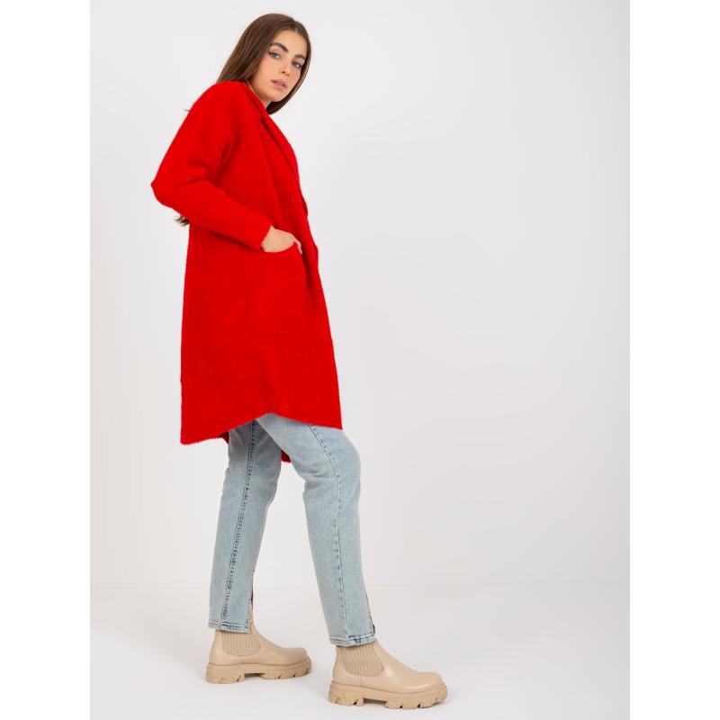 Dámský kabát z alpaky s kapsami EVELINE červený 