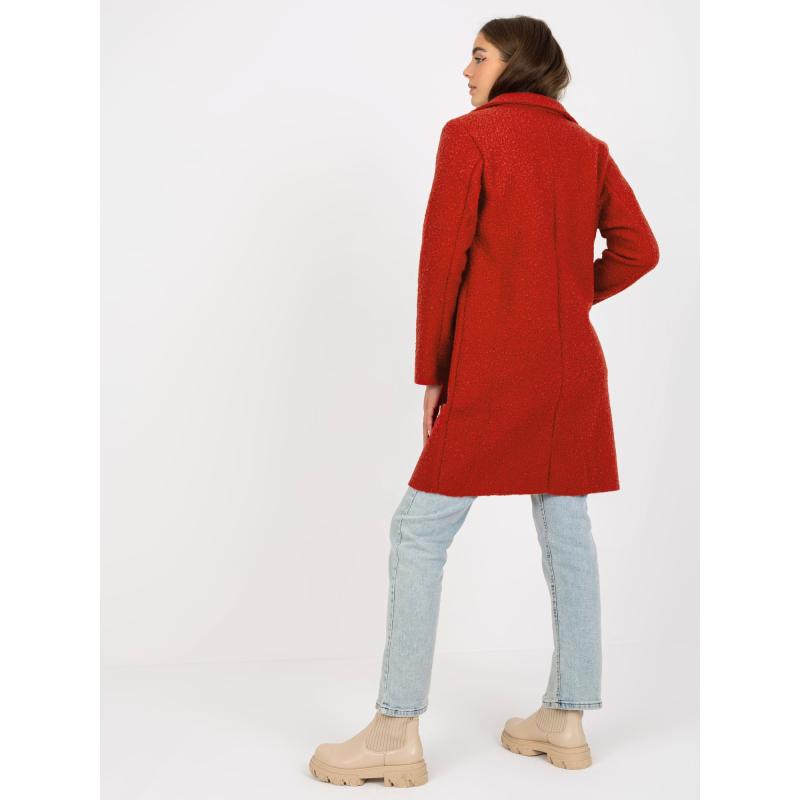 Dámský kabát s kapsami OCH BELLA tmavě oranžový 