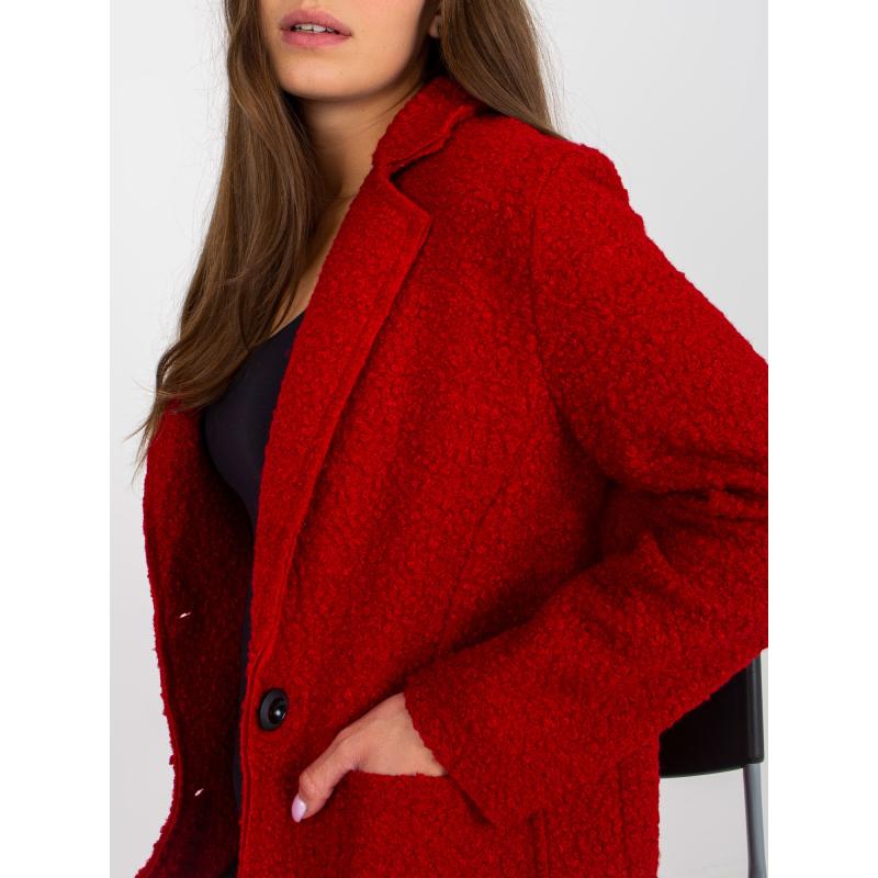Dámský kabát se sponou OCH BELLA tmavě červený 