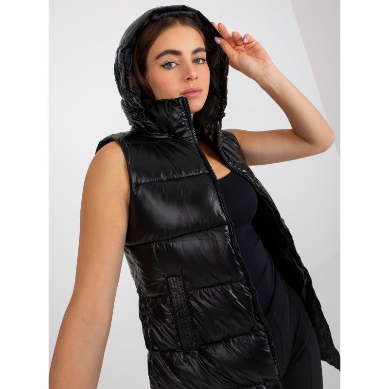 Dámská vesta s kapucí péřová KATHLYN černá