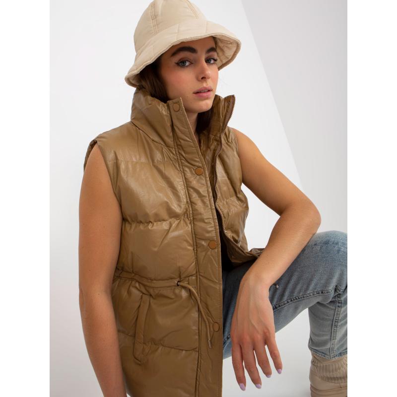 Női öko bőr páros mellény steppelt DECI barna